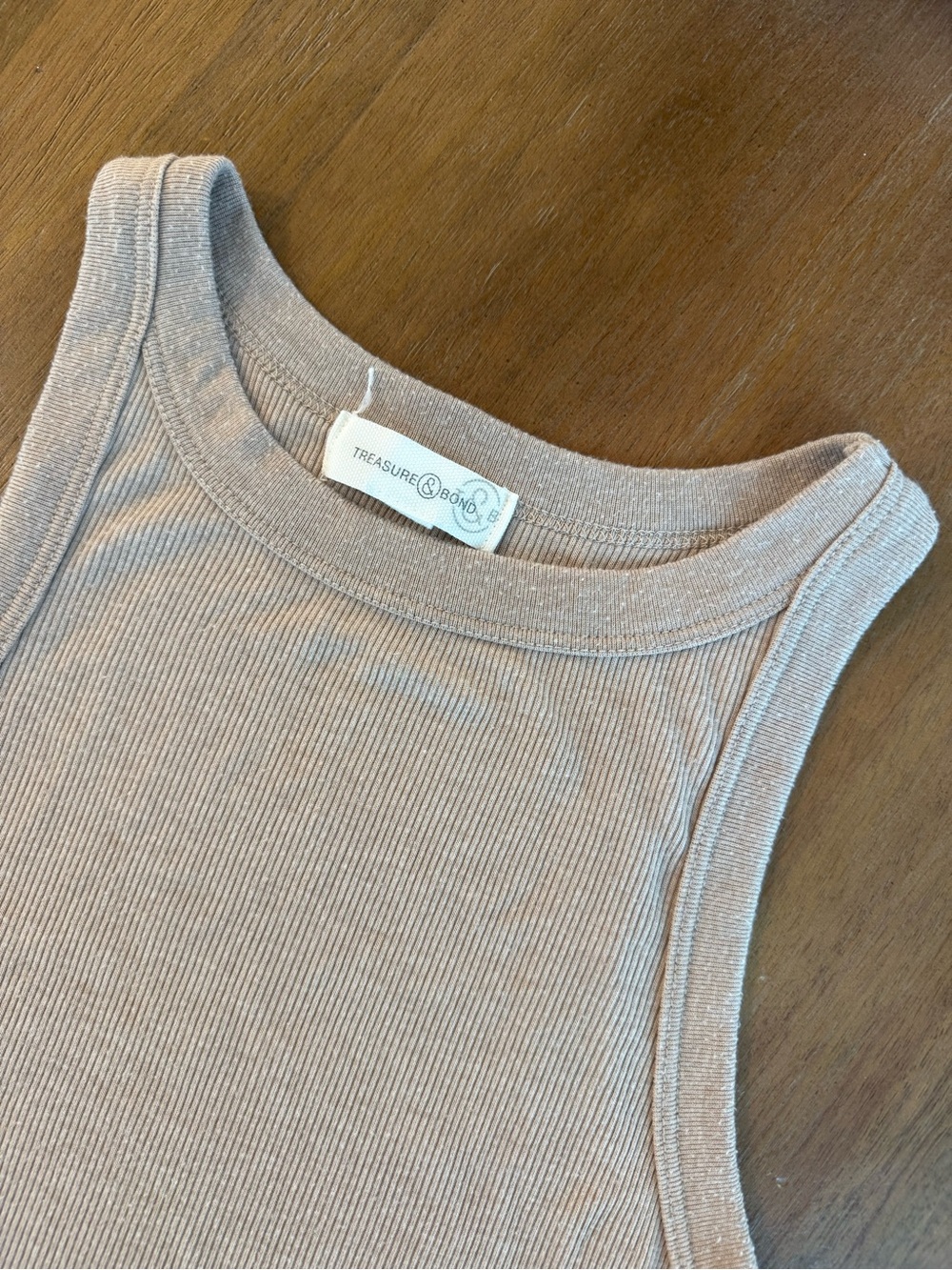 Treasure & Bond Ribbed Tank Top in Light Beige